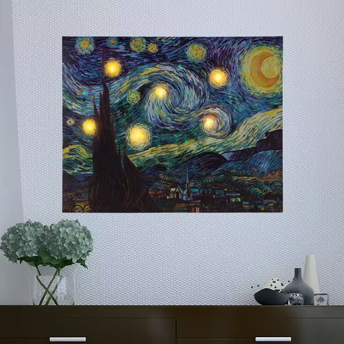 16 In. X 20 In. "Starry Night" LED Lighted Canvas Art