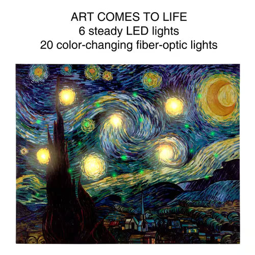 16 In. X 20 In. "Starry Night" LED Lighted Canvas Art